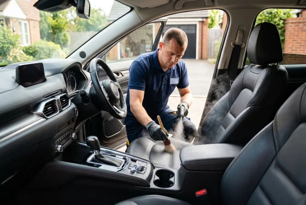 Mobile Interior Car Detailing specialist at work